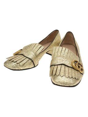 Gucci GG Marmont Tassel Metallic Loafers Gold 37.5